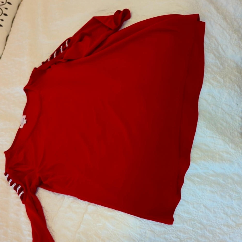 Red and sequin top.